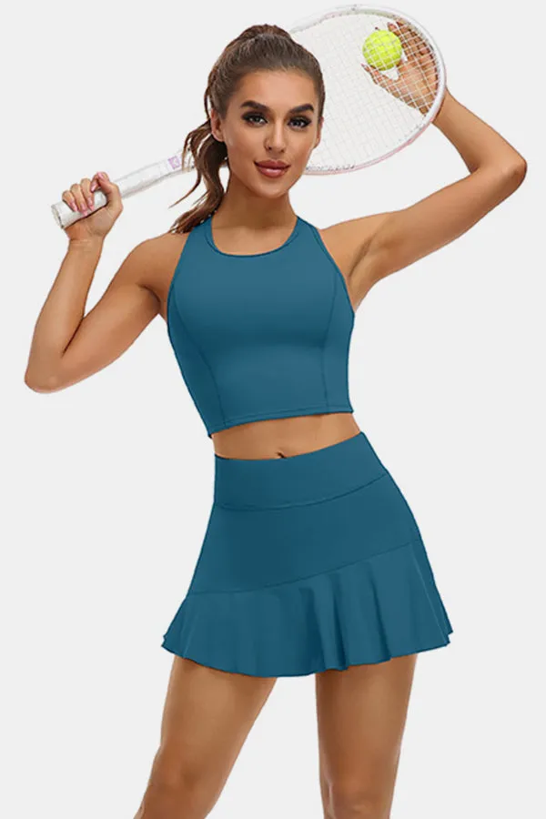 2 Piece Tennis Dresses for Women with Shorts and Pockets Golf Workout Outfits Skirts Sets