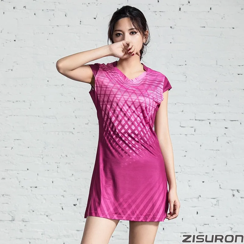 2 Piece Women Girls Sports Dress   Inner shorts Ladies Tennis Badminton Dresses With Shorts Gym Running Sportswear