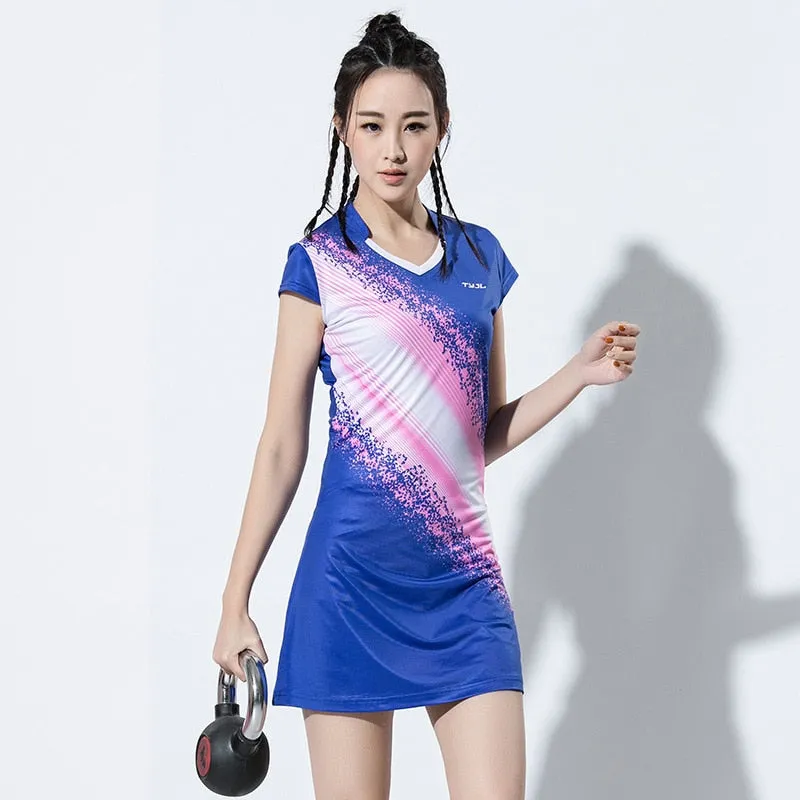 2 Piece Women Girls Sports Dress   Inner shorts Ladies Tennis Badminton Dresses With Shorts Gym Running Sportswear