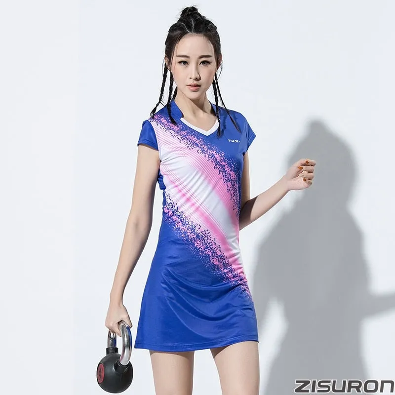 2 Piece Women Girls Sports Dress   Inner shorts Ladies Tennis Badminton Dresses With Shorts Gym Running Sportswear