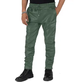 Aethor Men's Green Leather Jogger Pants