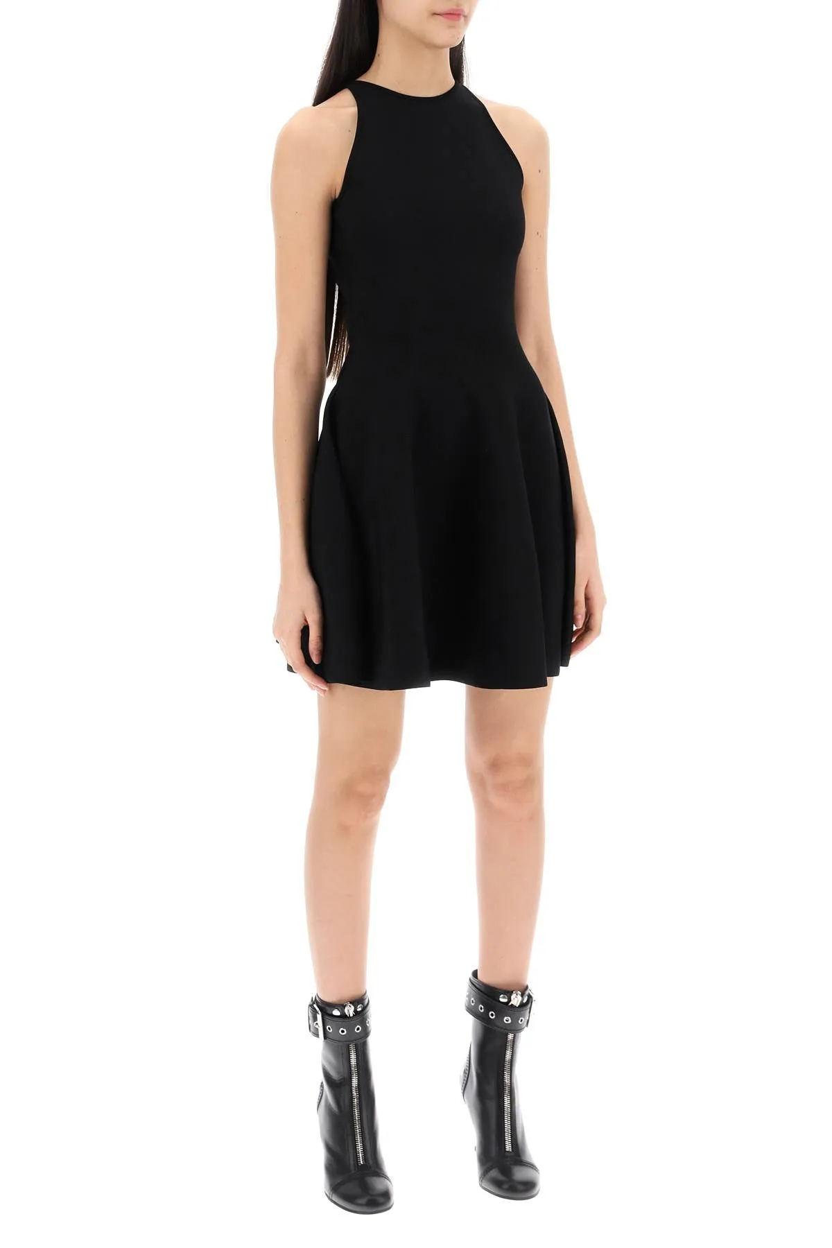 Alexander Mcqueen Mini Knitted Skater Dress