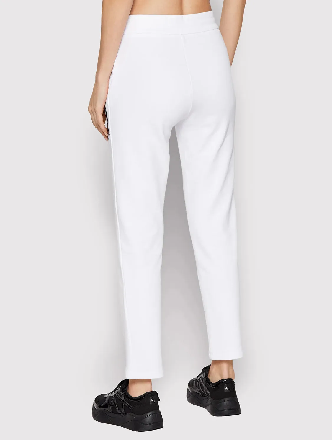 armani exchange white black shiny icon logo women pants