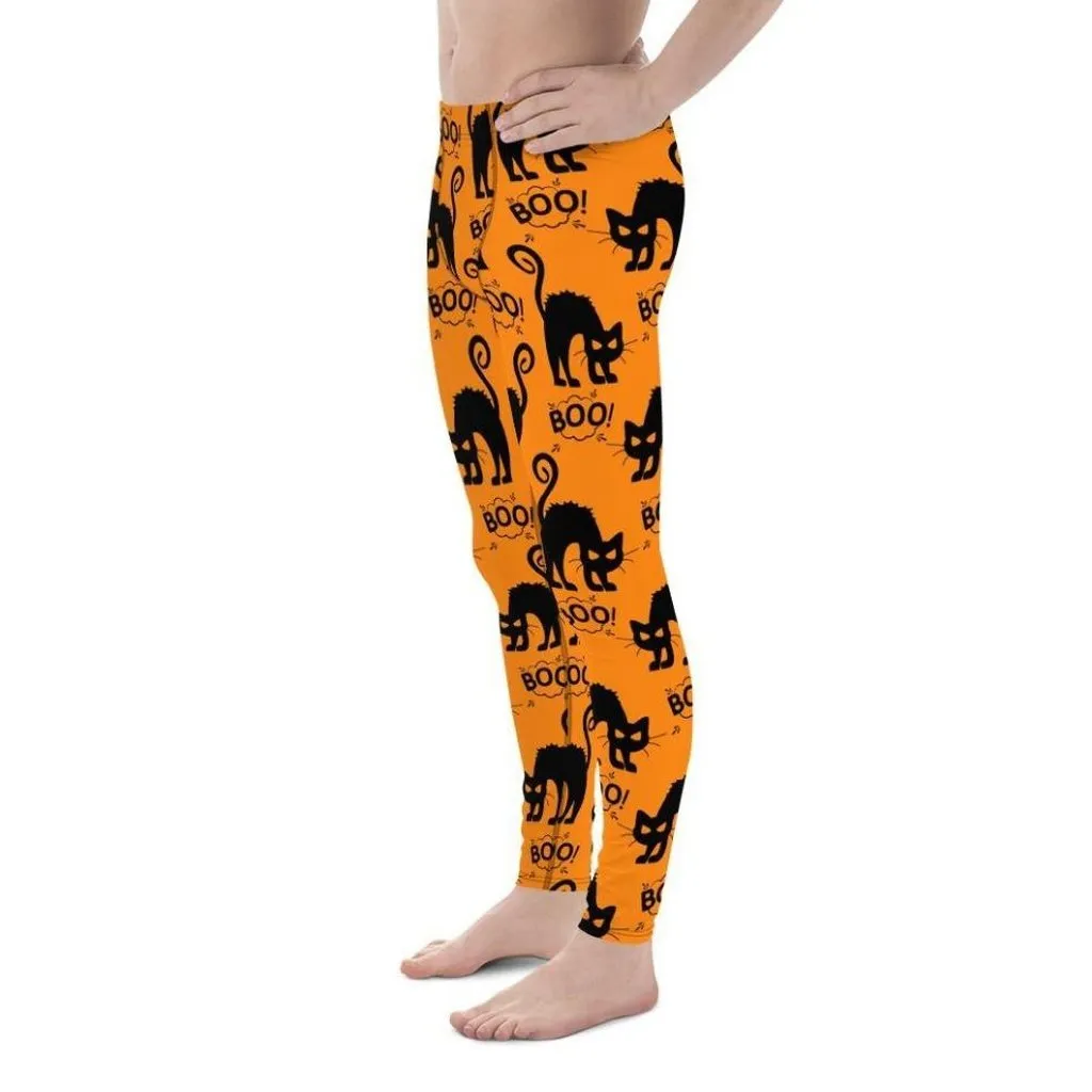 Black Kitty Halloween Men's Leggings