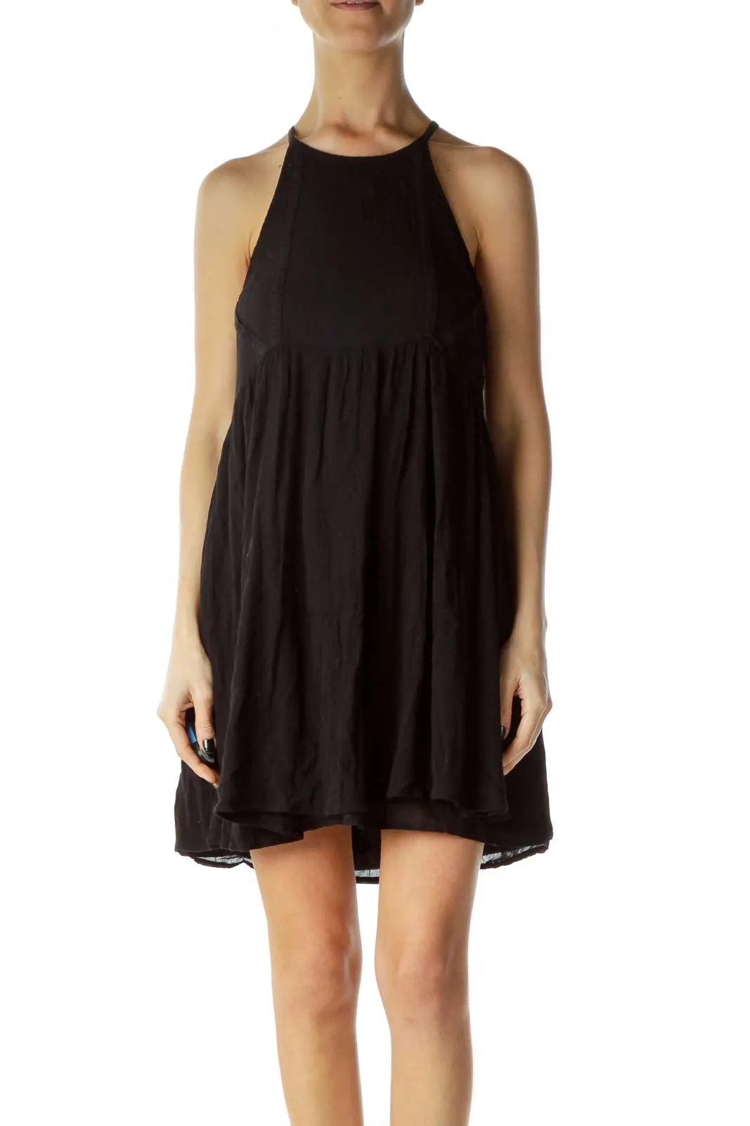 Black Racerback Linen Day Dress