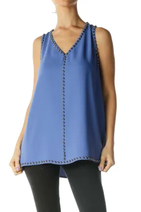 Blue Sleeveless Studded Tank