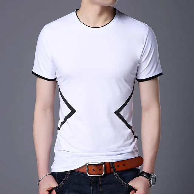 Breathable O Neck Outlined Pattern Tees