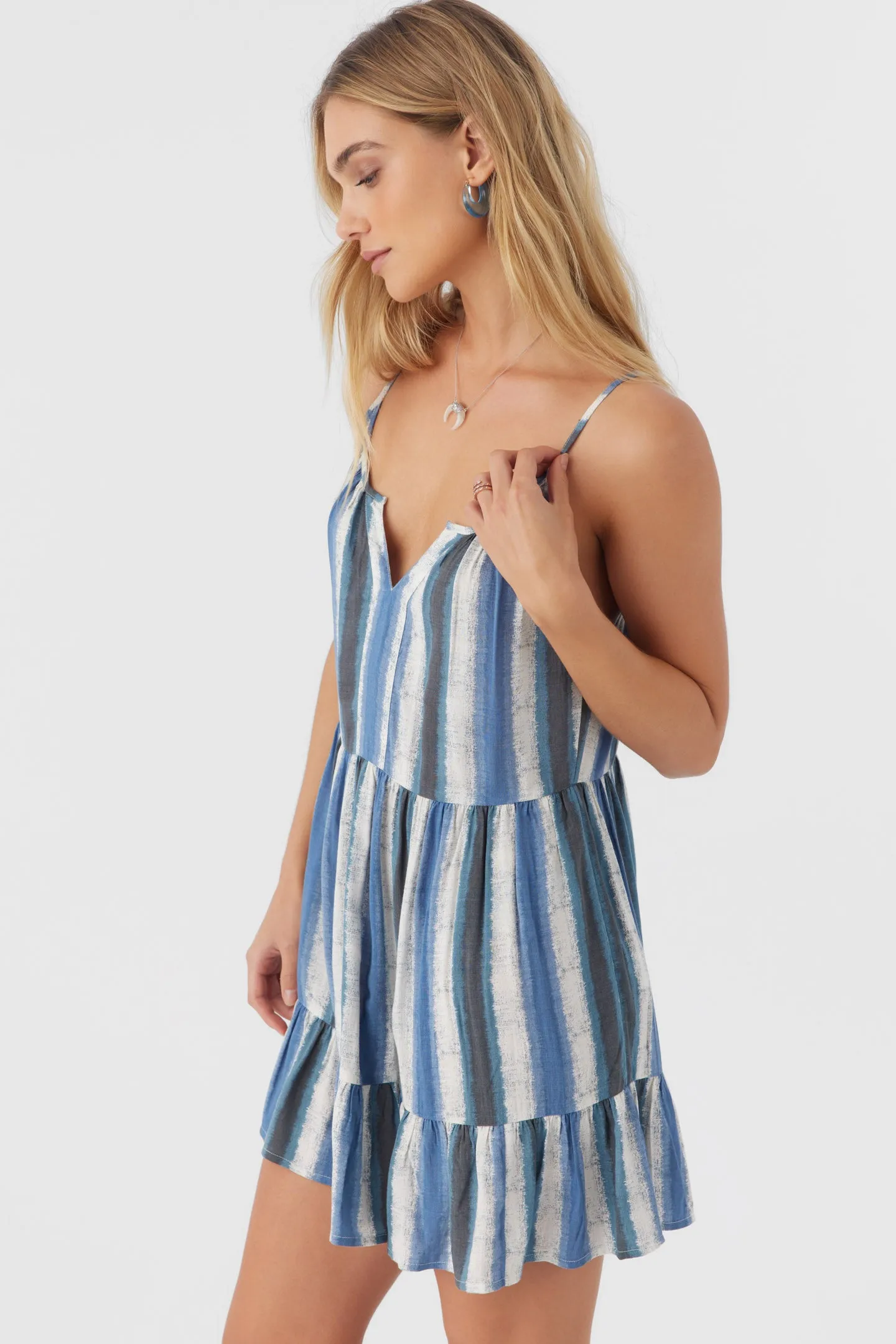 CHERI FADE STRIPE TIERED DRESS