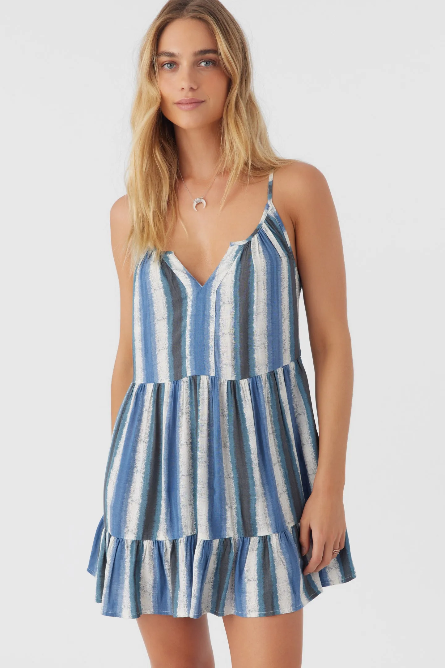 CHERI FADE STRIPE TIERED DRESS