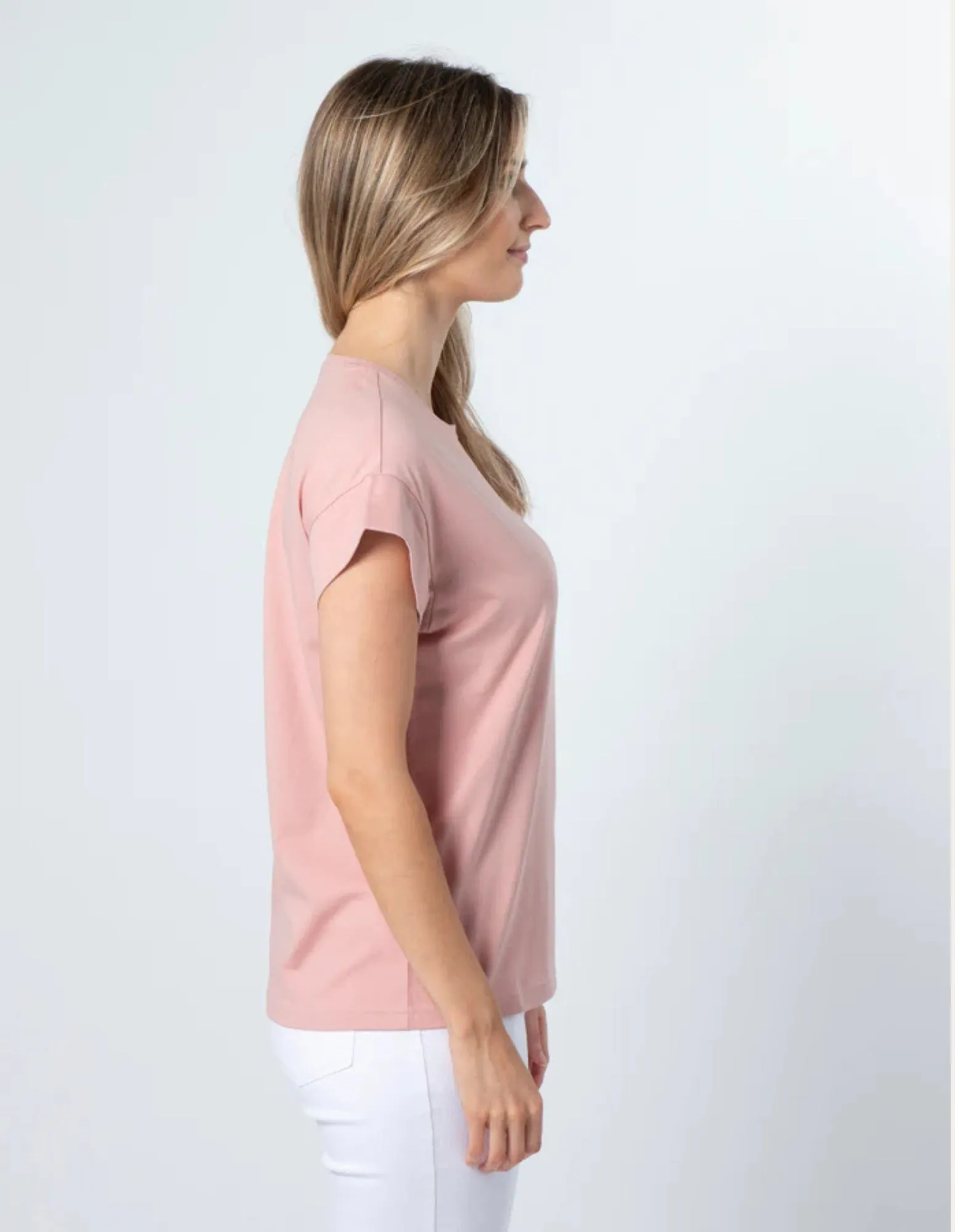 Cuffed Sleeve T-Shirt - Rose - Stella   Gemma