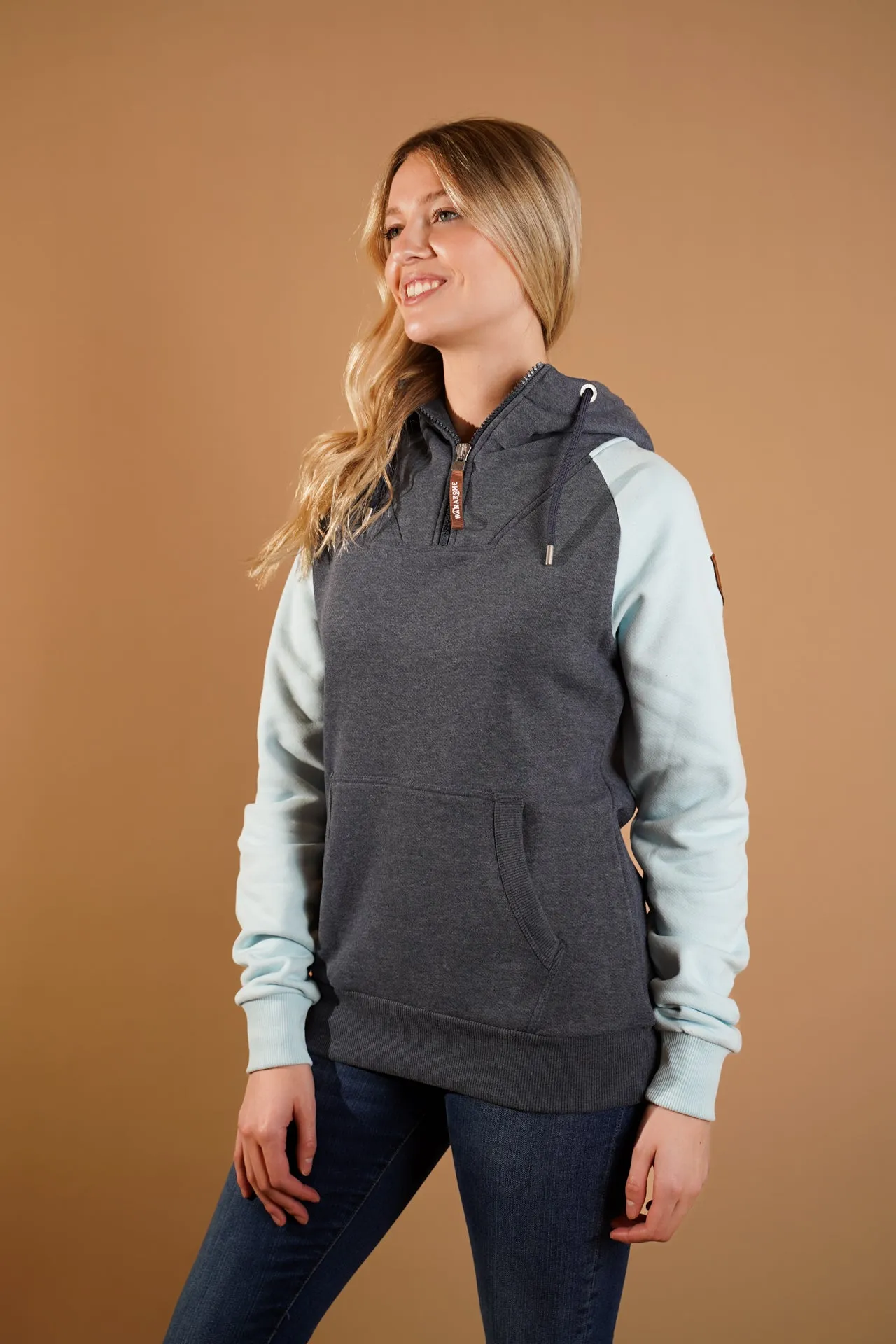 Faith Half-Zip Hoodie in Waterfall/Navy