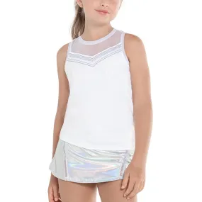 Girl's Ikat About It Tie Back Tennis Tank White