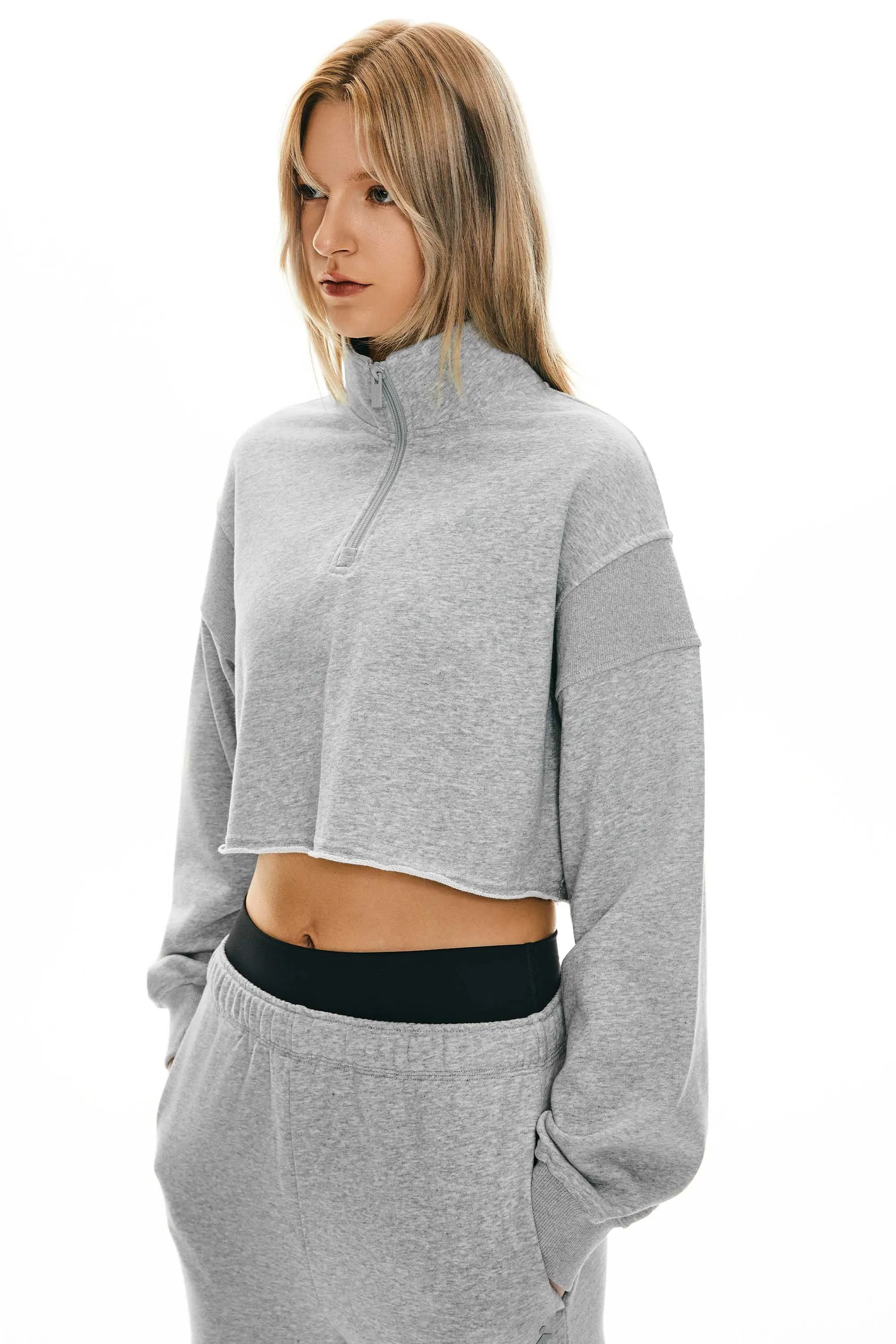 Half Zip Crop Sweatshirts