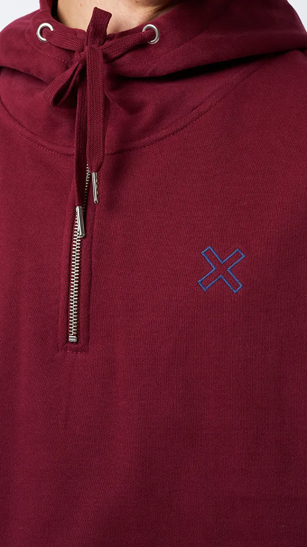 HALF ZIP HOODIE REEF BURGUNDY