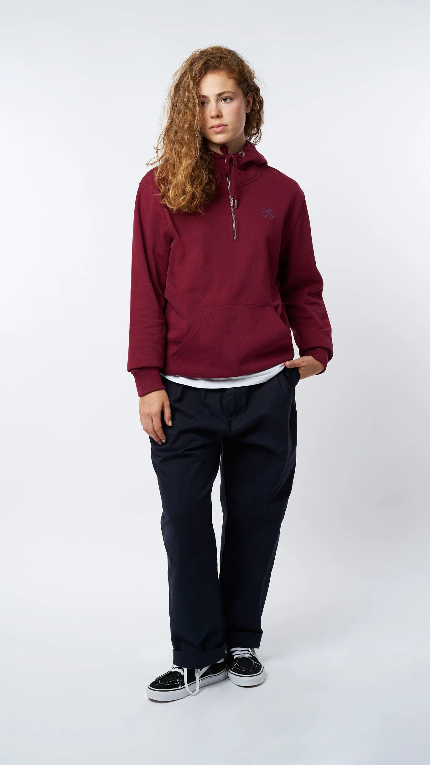 HALF ZIP HOODIE REEF BURGUNDY