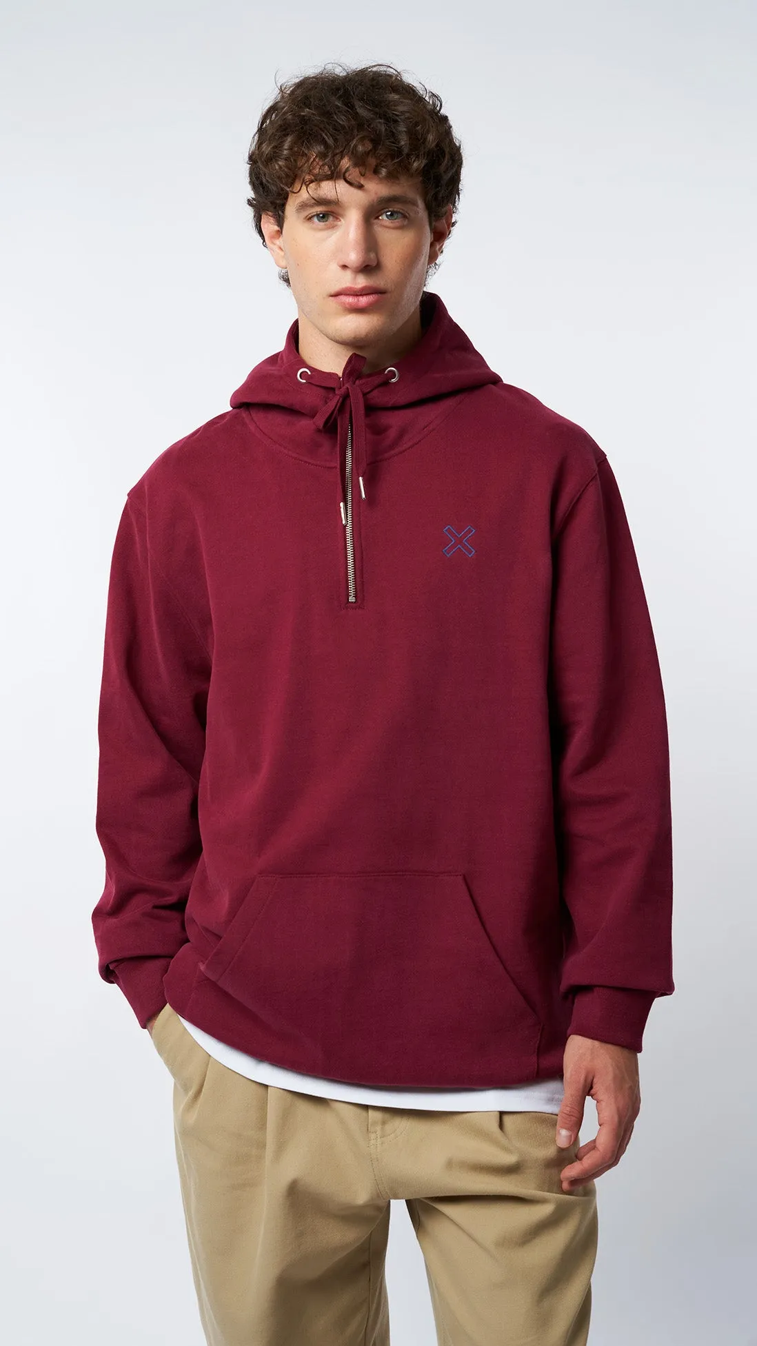 HALF ZIP HOODIE REEF BURGUNDY