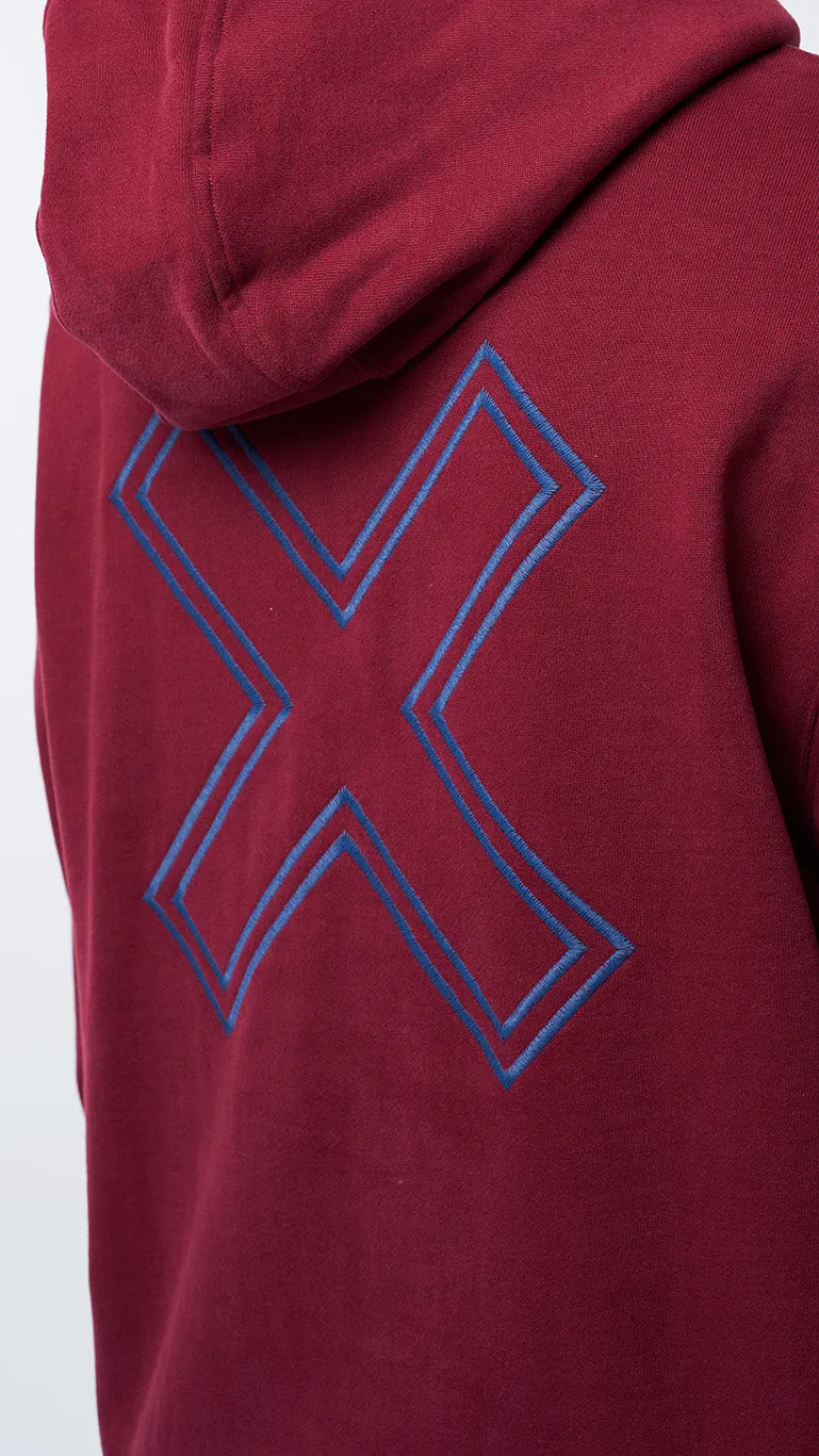 HALF ZIP HOODIE REEF BURGUNDY