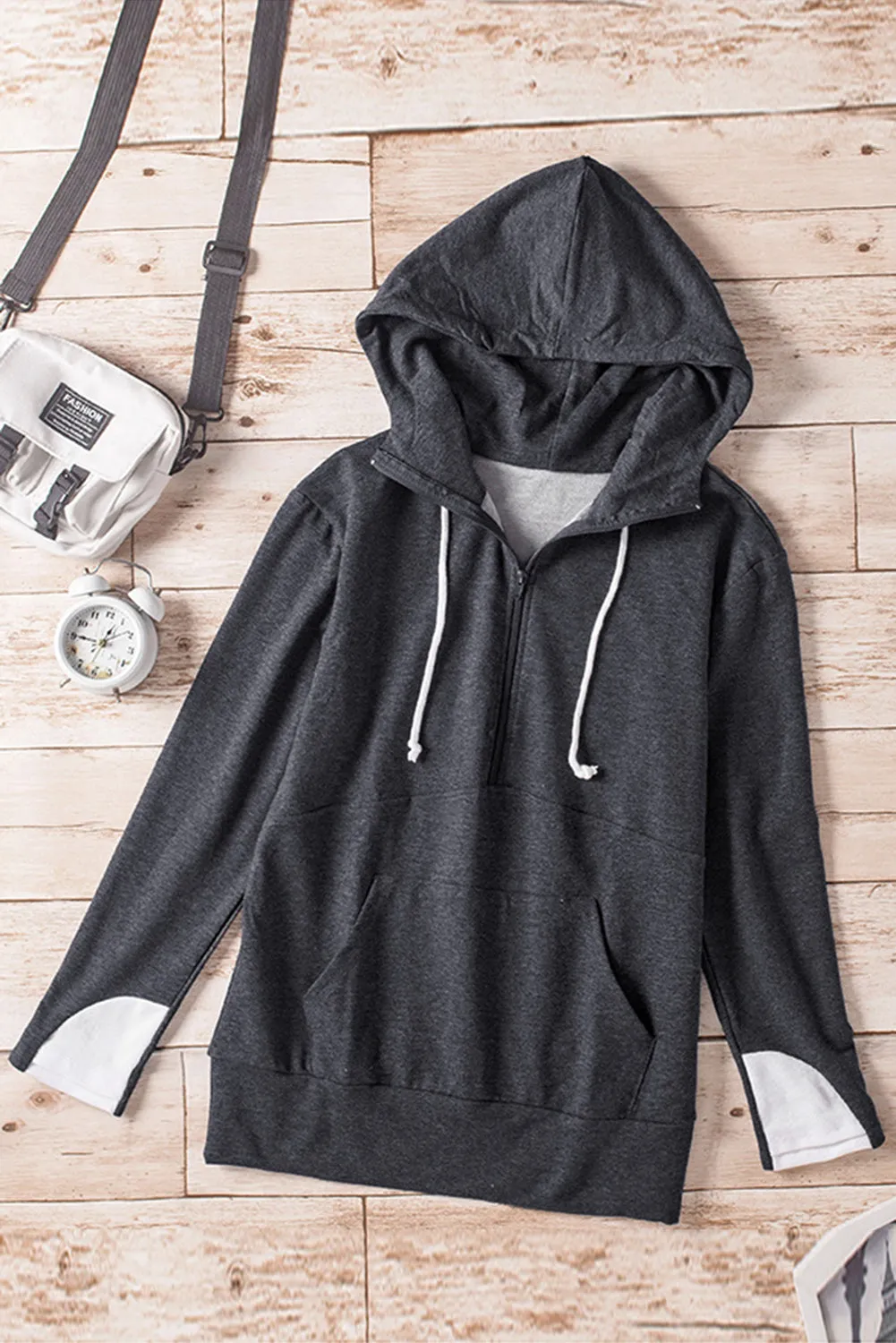 Half-zip Quilted Hoodie