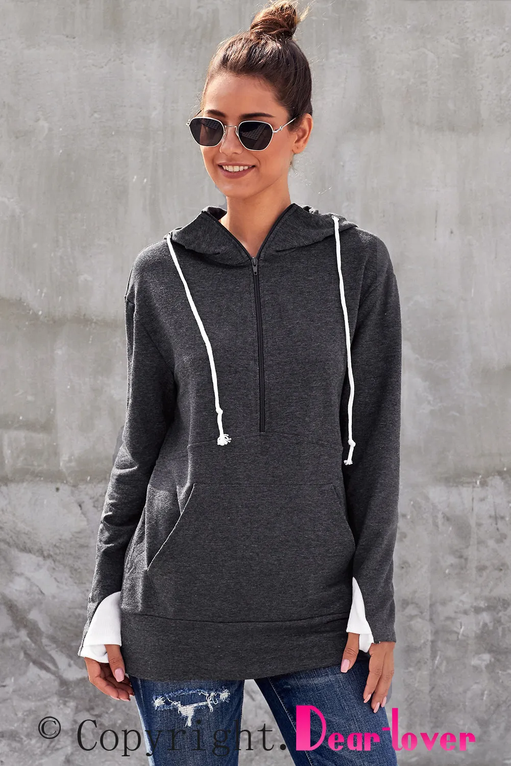 Half-zip Quilted Hoodie