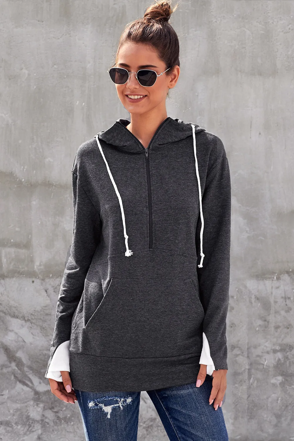 Half-zip Quilted Hoodie