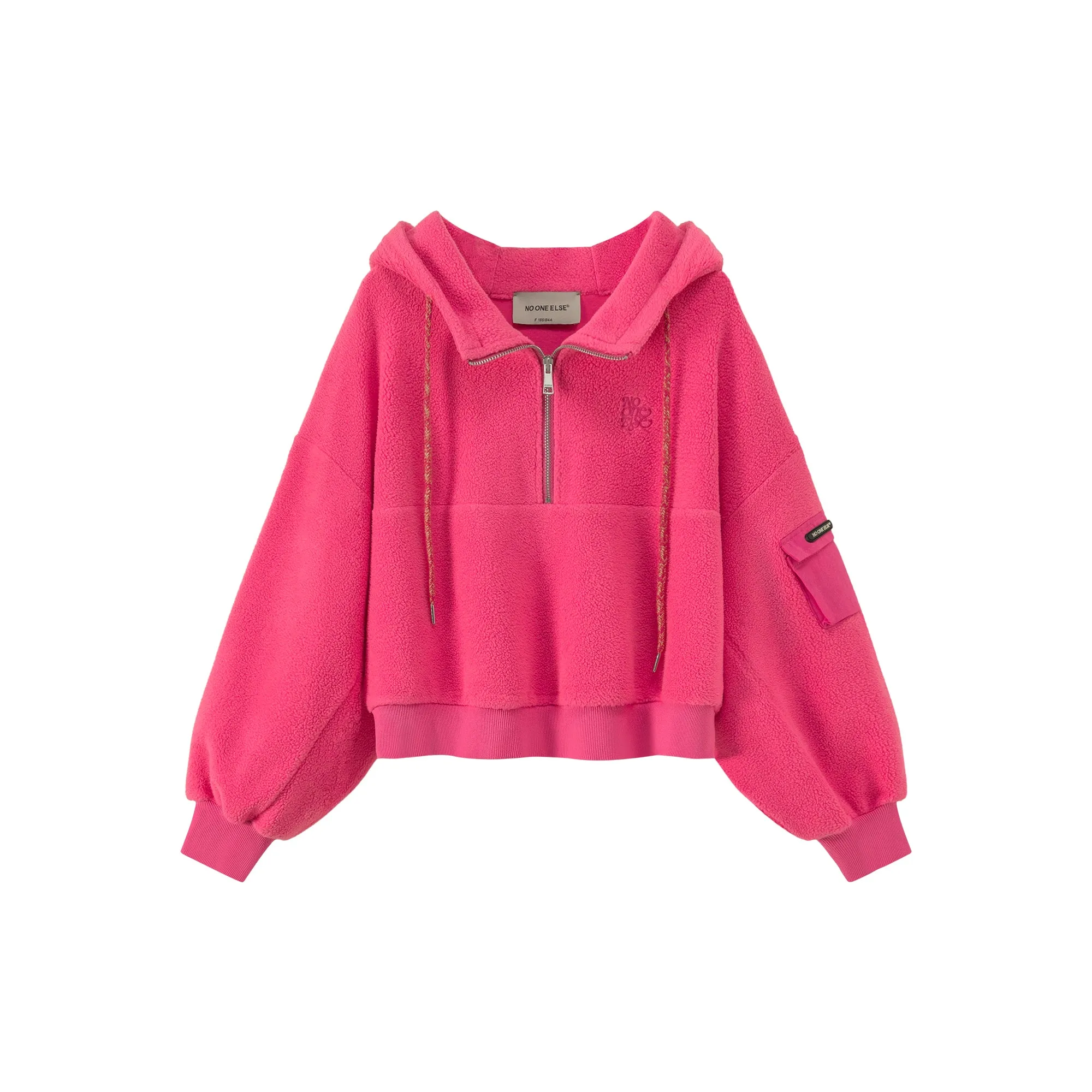 Half Zip-Up Crop Hoodie