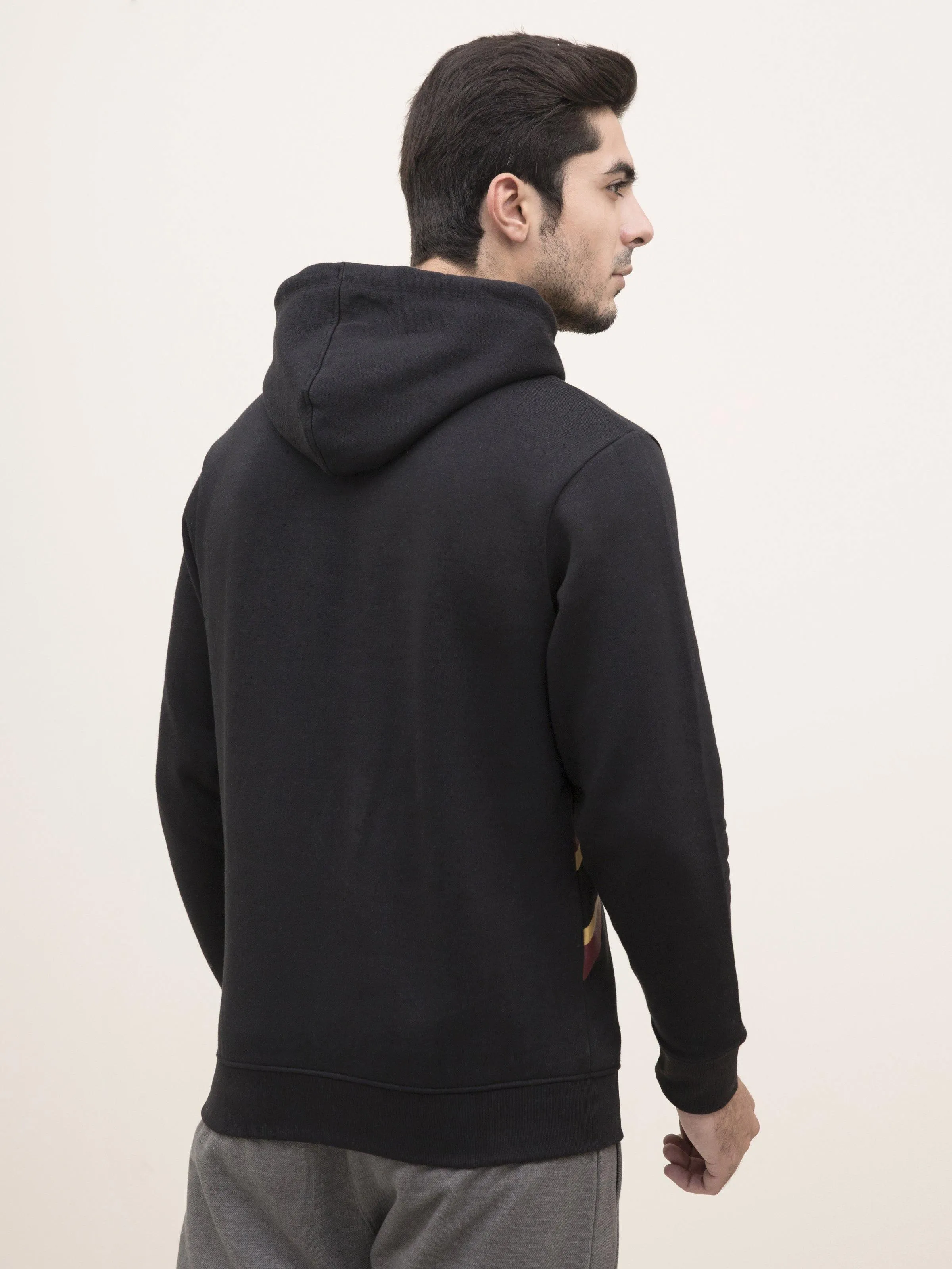 JACKET FULL SLEEVE KNIT HOODIE BLACK