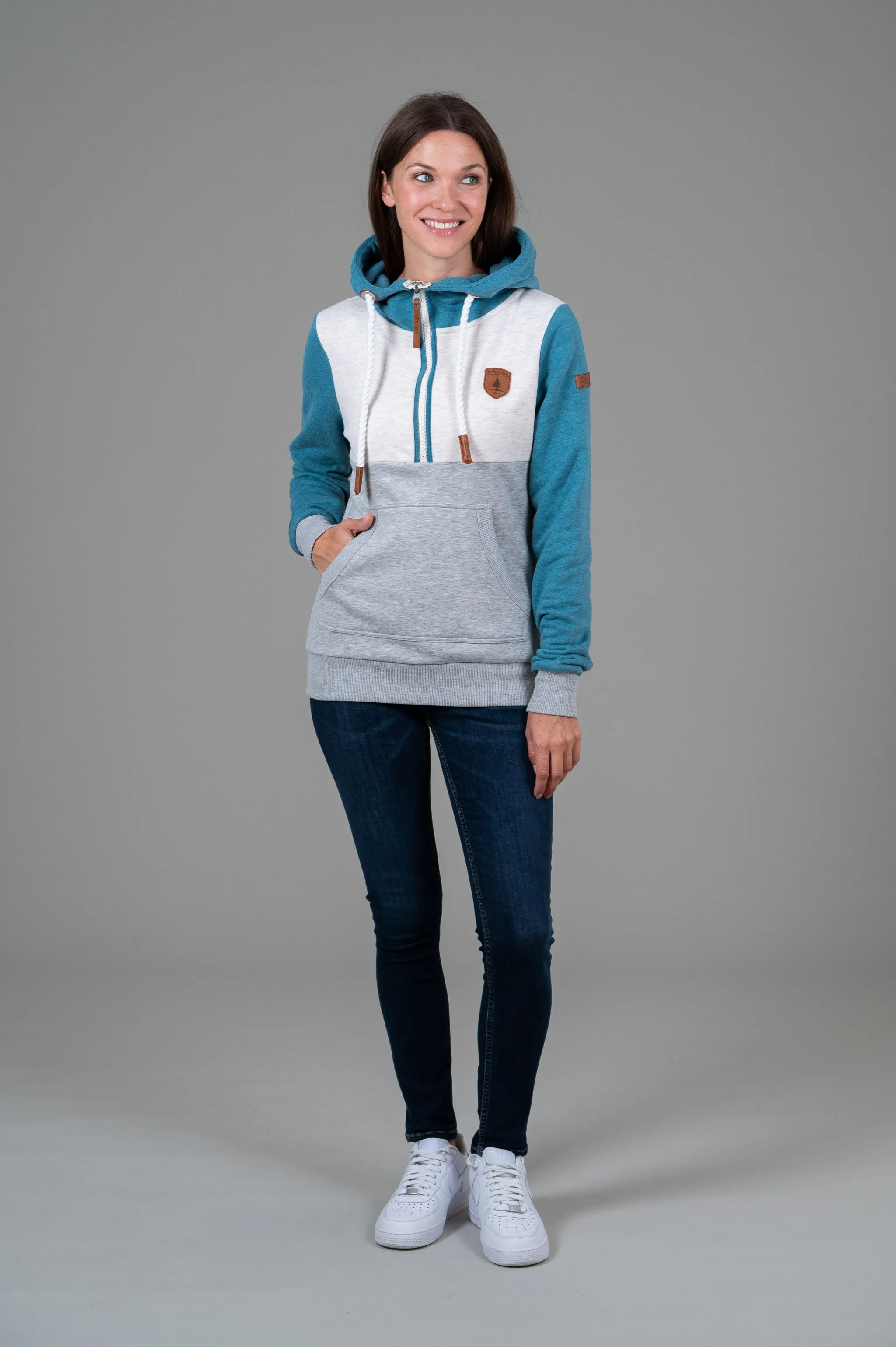 Kaya Half-Zip Hoodie Peacock Blue