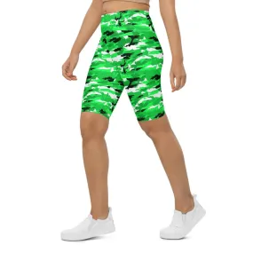 Lime Green Camo Bike Shorts