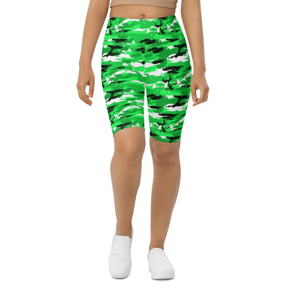 Lime Green Camo Bike Shorts