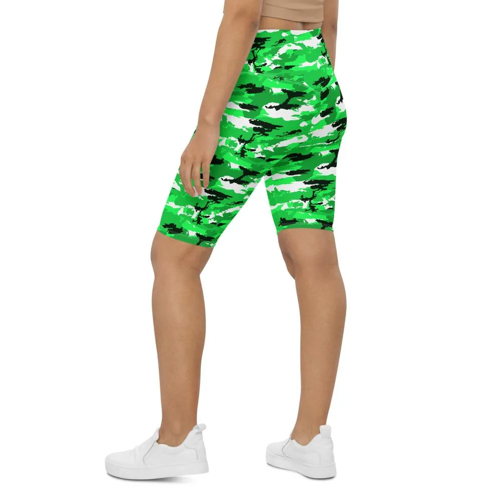 Lime Green Camo Bike Shorts