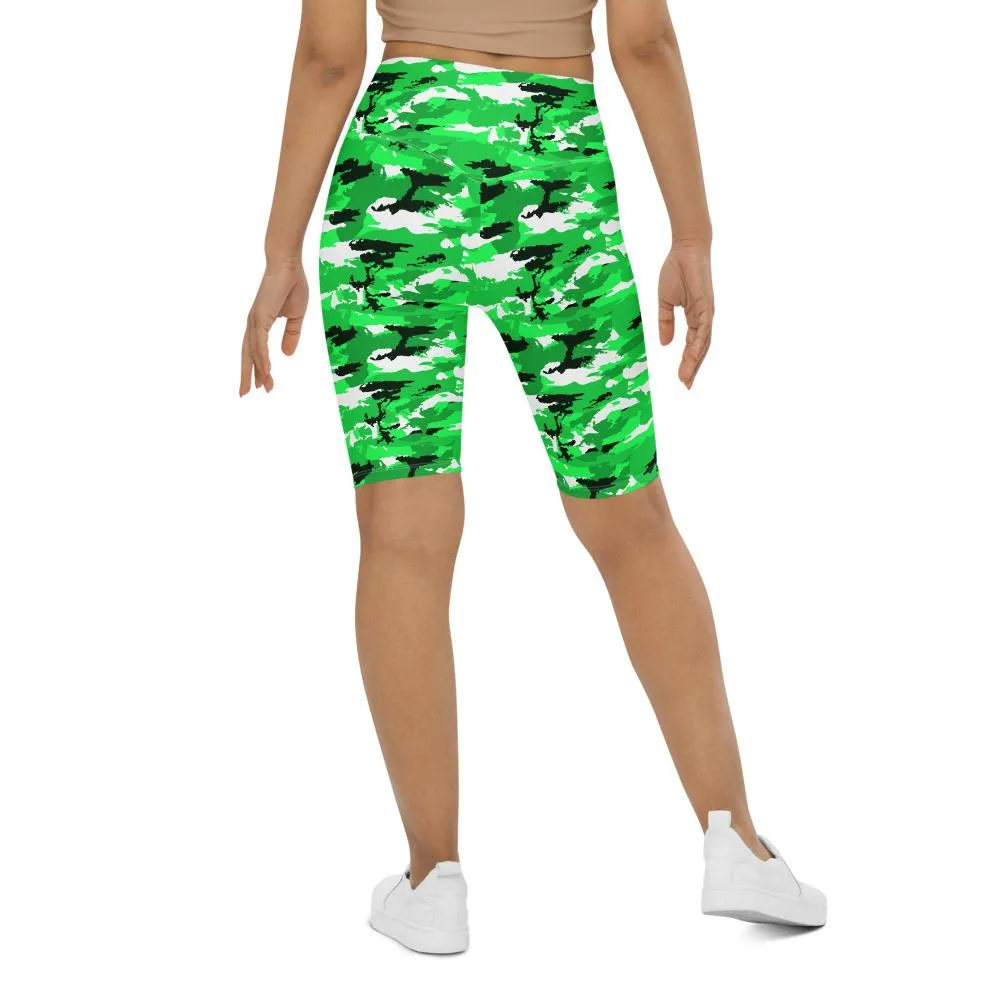 Lime Green Camo Bike Shorts