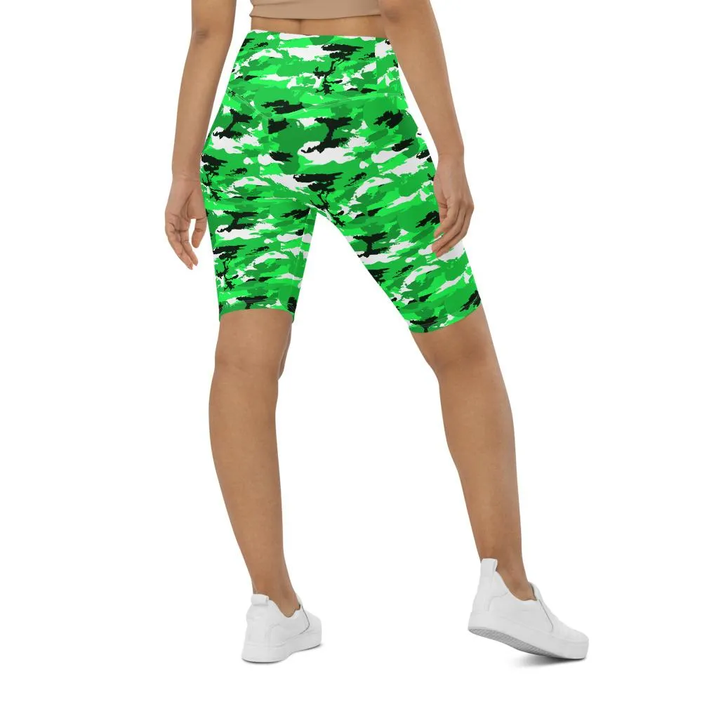 Lime Green Camo Bike Shorts