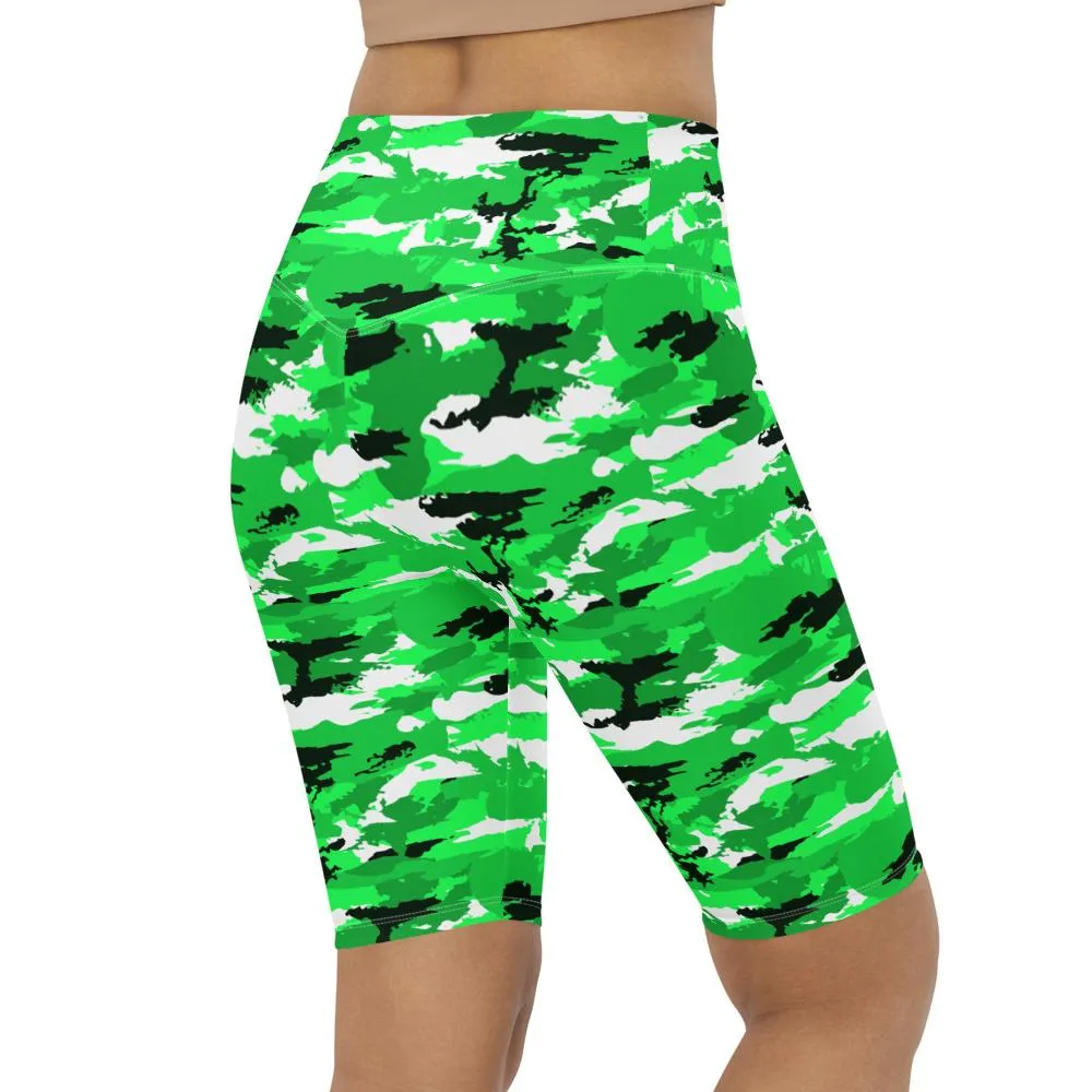 Lime Green Camo Bike Shorts