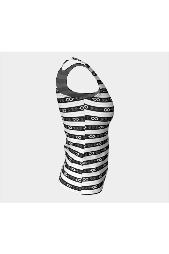 Live Laugh Love Black Striped Fitted Tank Top