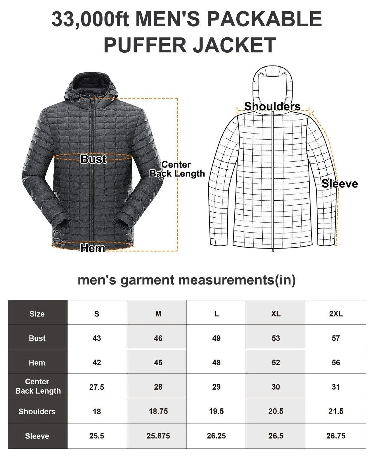 Men's Packable Thermoliter™ 3000 mm W/P Index Puffer Jacket with 5 Pockets