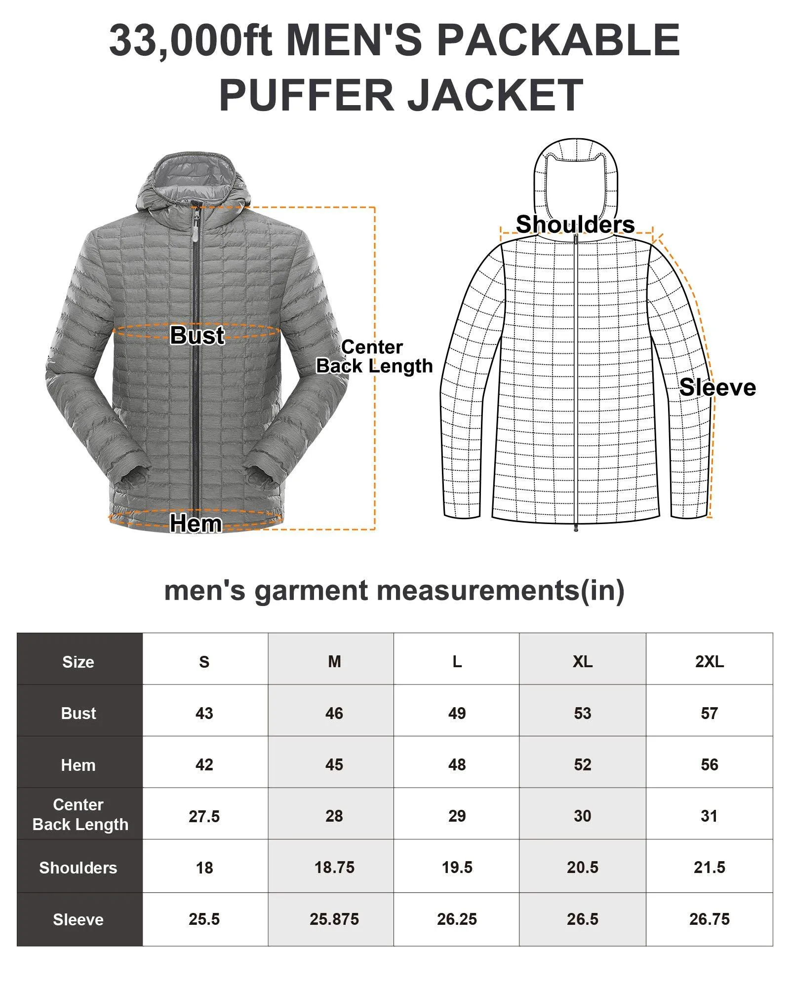 Men's Packable Thermoliter™ 3000 mm W/P Index Puffer Jacket with 5 Pockets