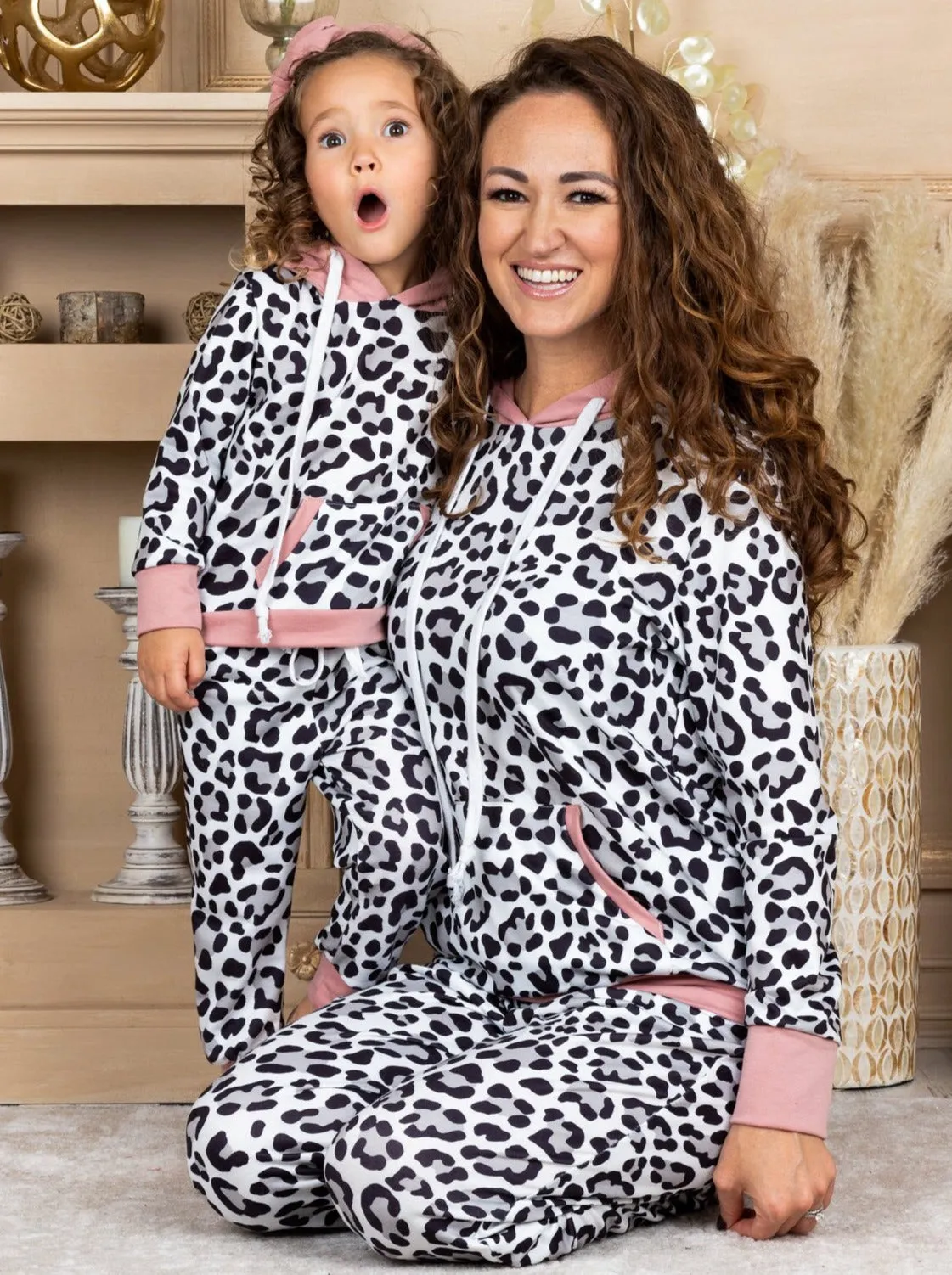 Mommy and Me Leopard Print Jogger Set