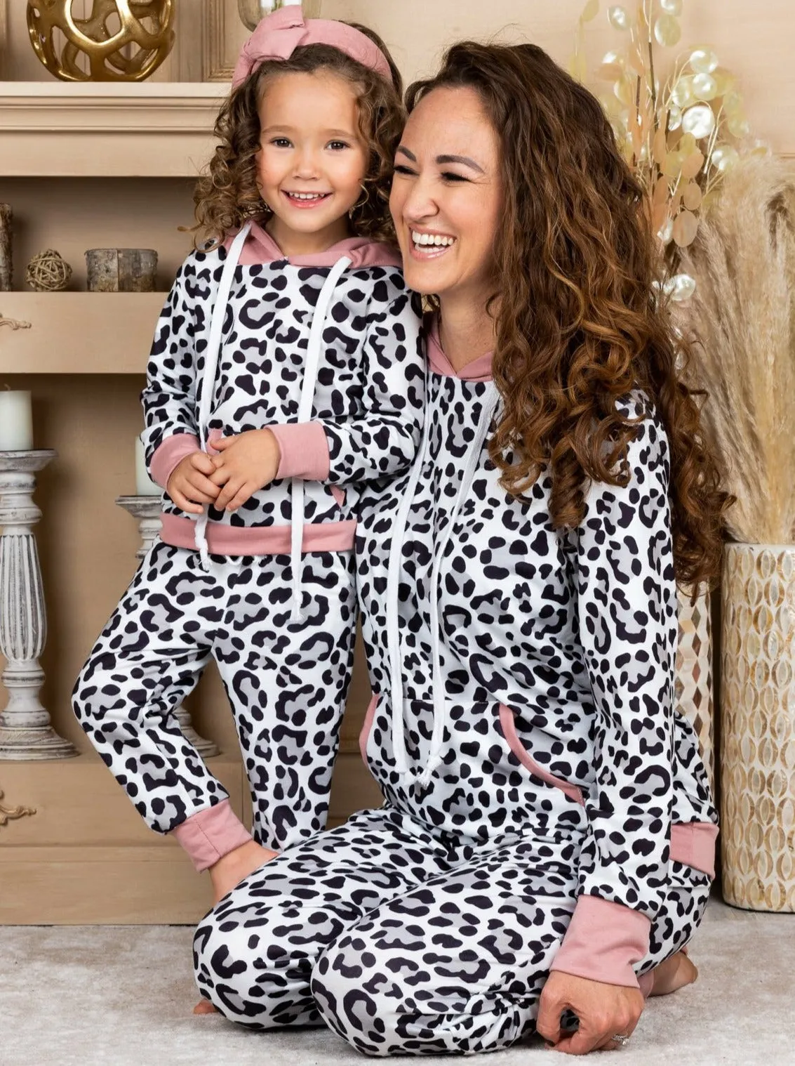 Mommy and Me Leopard Print Jogger Set