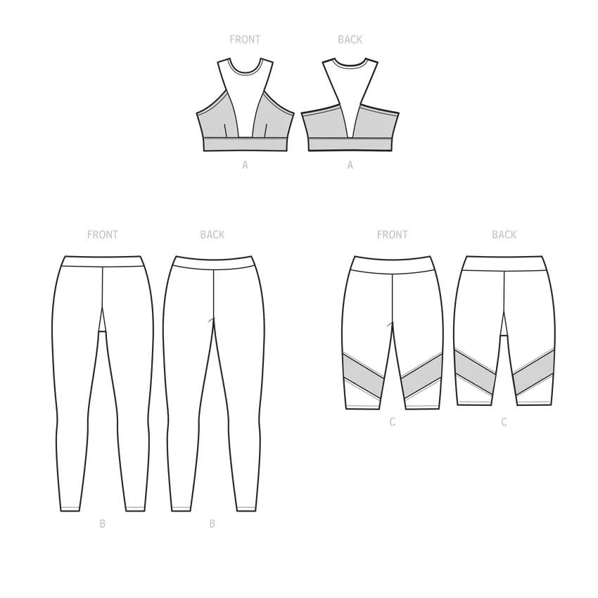 Simplicity 9620 Sports Bra, Leggings and Bike Shorts sewing pattern