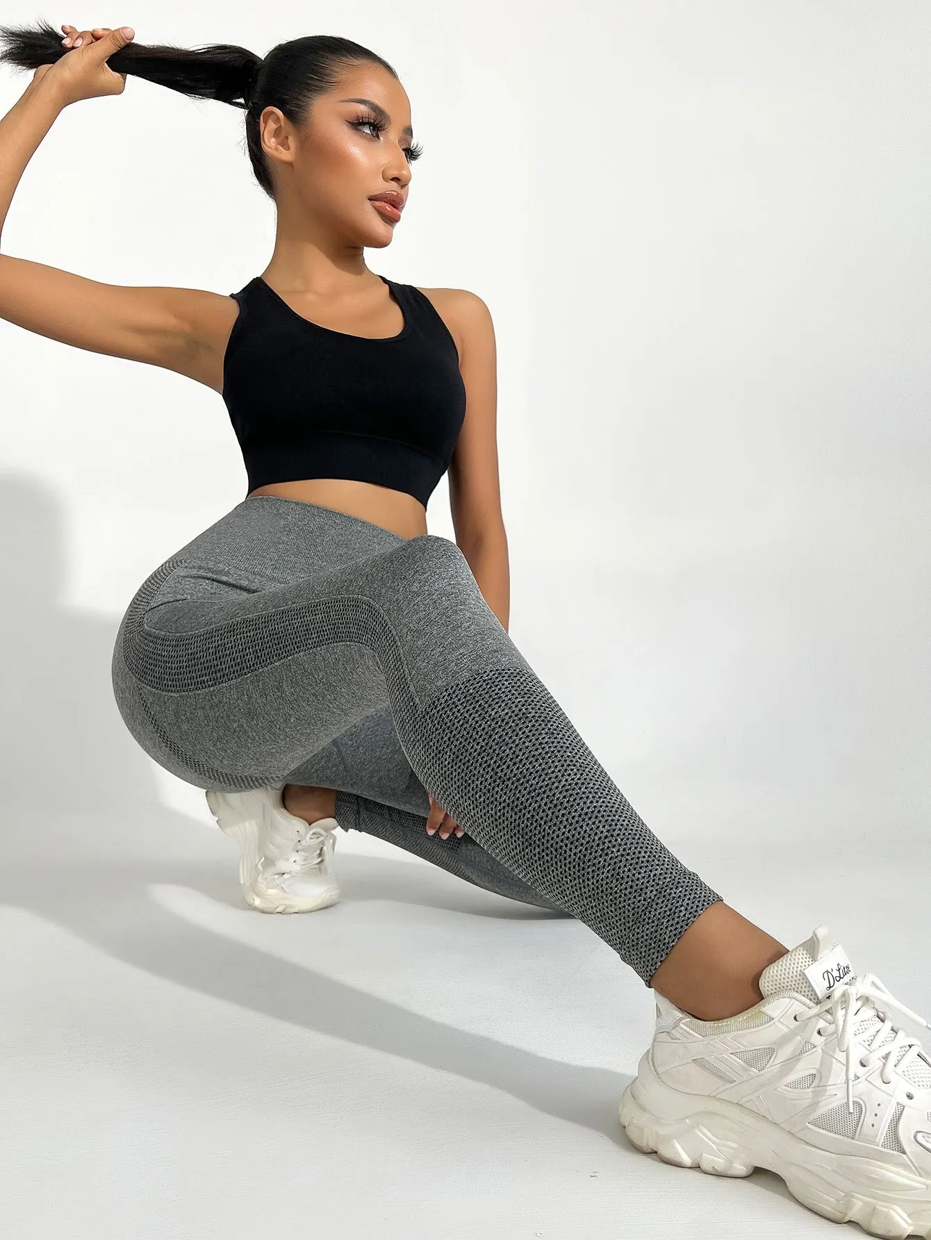 Solid Wideband Waist Sports Leggings