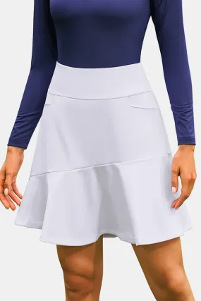 White 19" Knee-Length Tennis Golf Ruffle Miniskirt