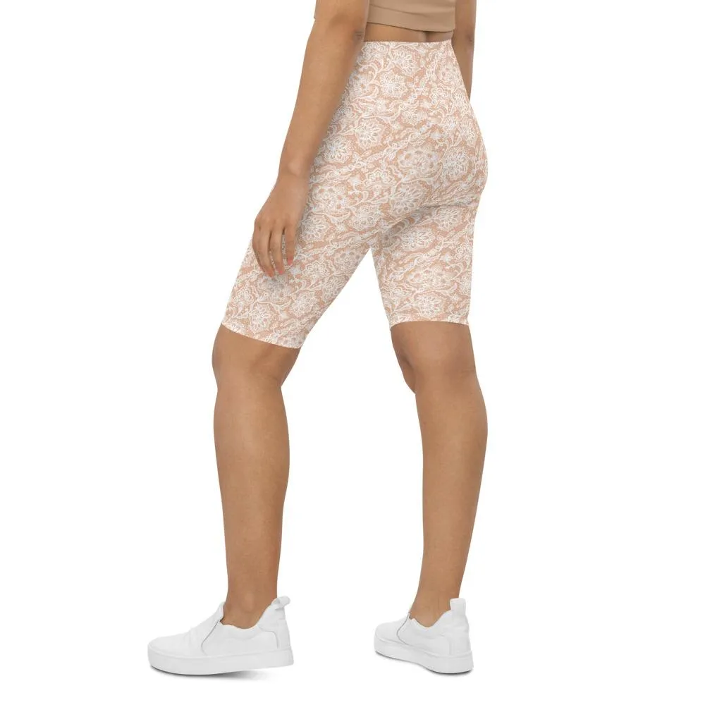 White Faux Lace Bike Shorts