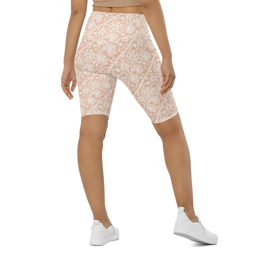 White Faux Lace Bike Shorts