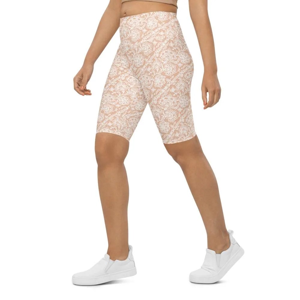 White Faux Lace Bike Shorts