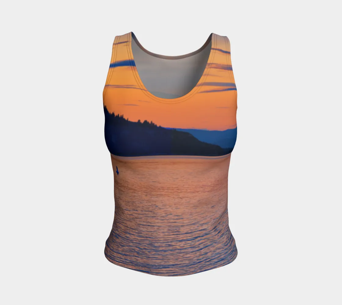 Women's All-Over Fitted Long Tank Top - Penticton Okanagan Lake Sunset