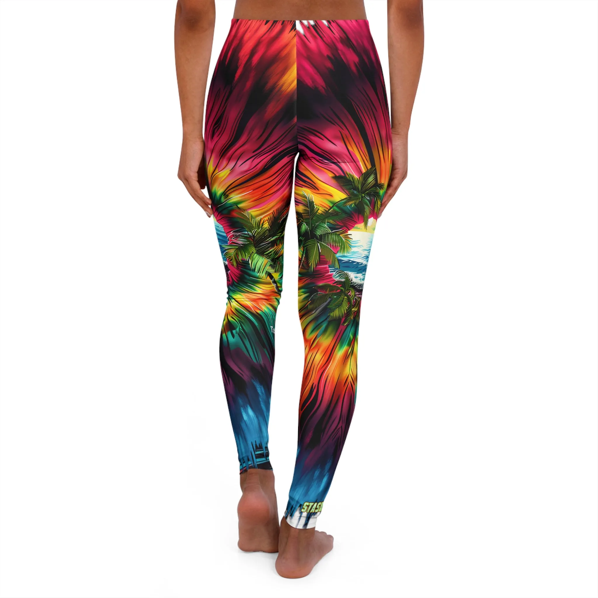 Women's Casual Spandex Leggings (AOP) Psychedelic Tropical 001